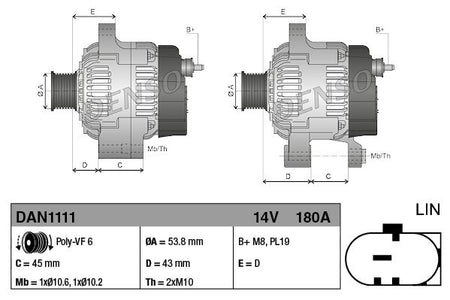 Denso DAN1111 Alternator - 4