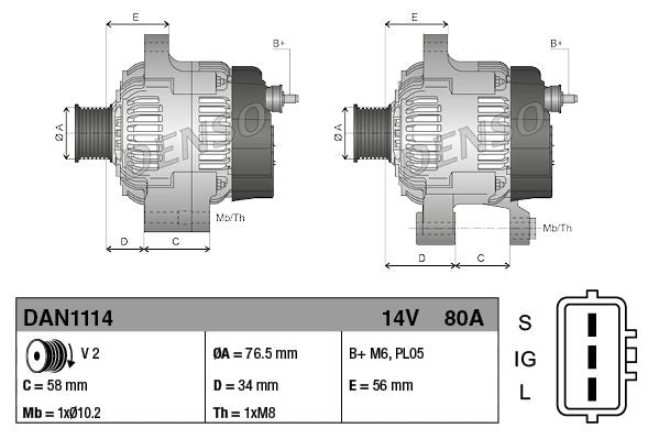 Denso DAN1114 Alternator - 3