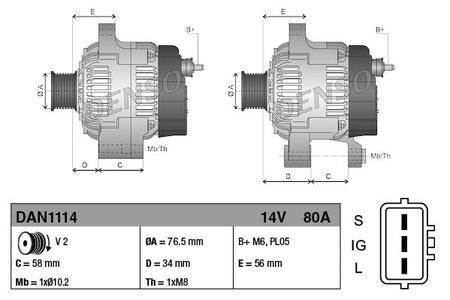 Denso DAN1114 Alternator - 3
