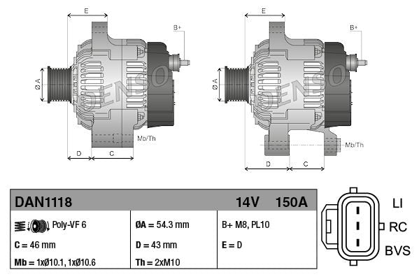 Denso DAN1118 Alternator - 3