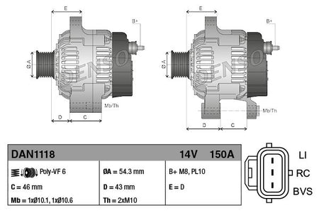 Denso DAN1118 Alternator - 3
