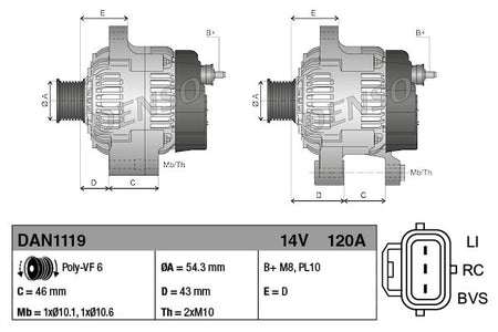 Denso DAN1119 Alternator - 3