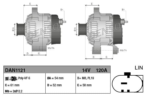 Denso DAN1121 Alternator - 3