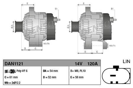 Denso DAN1121 Alternator - 3