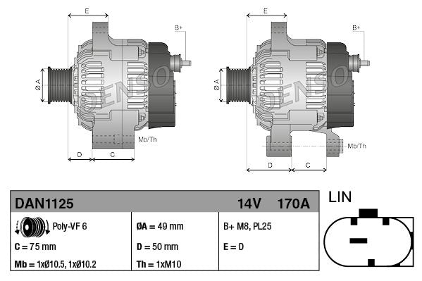 Denso DAN1125 Alternator - 3
