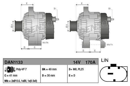 Denso DAN1133 Alternator - 3