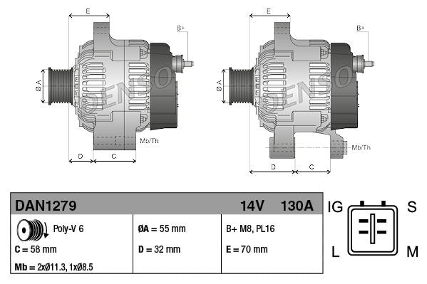 Denso DAN1279 Alternator - 3