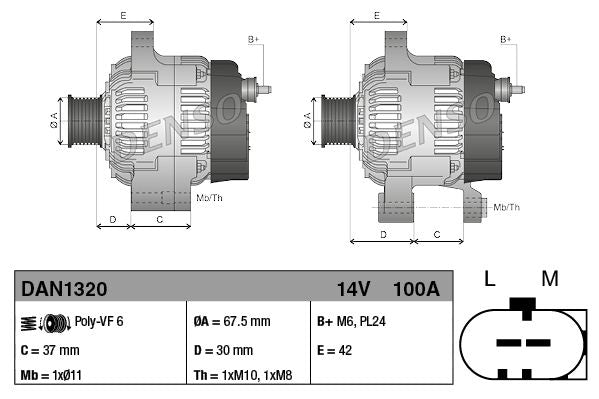 Denso DAN1320 Alternator - 3