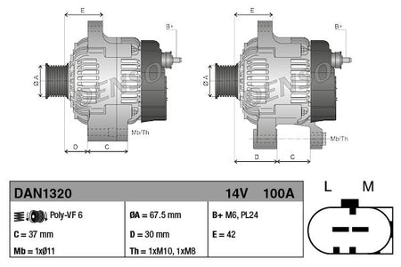 Denso DAN1320 Alternator - 3