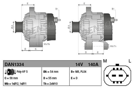 Denso DAN1334 Alternator - 3
