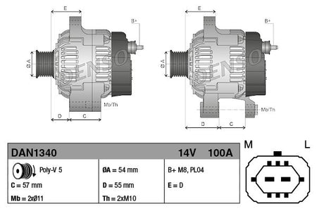 Denso DAN1340 Alternator - 3
