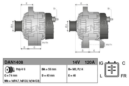 Denso DAN1408 Alternator - 3