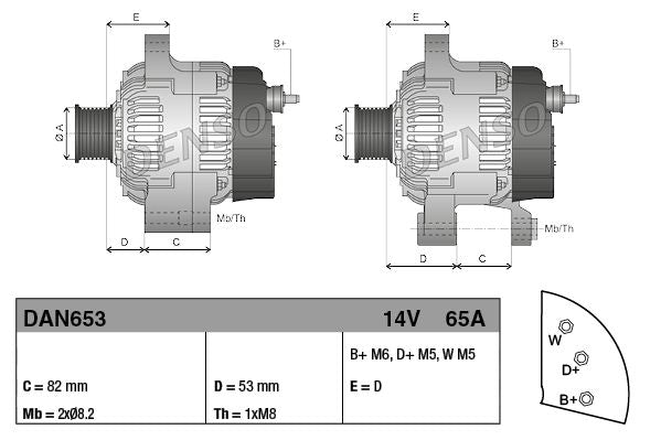 Denso DAN653 Alternator - 3