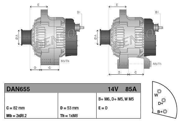 Denso DAN655 Alternator - 3