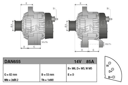 Denso DAN655 Alternator - 3