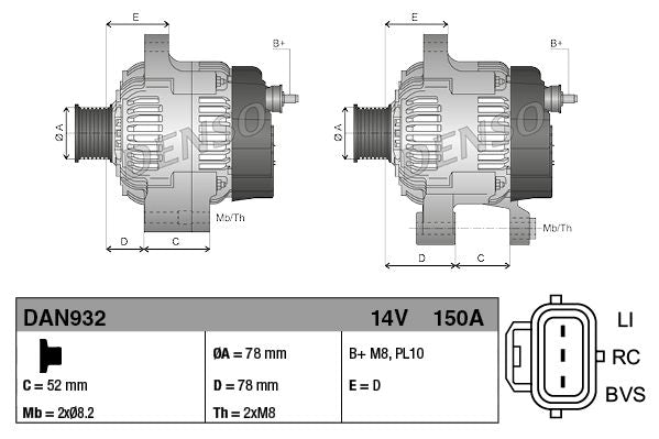Denso DAN932 Alternator - 3