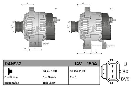 Denso DAN932 Alternator - 3