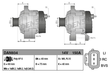 Denso DAN934 Alternator - 3