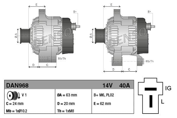 Denso DAN968 Alternator - 3