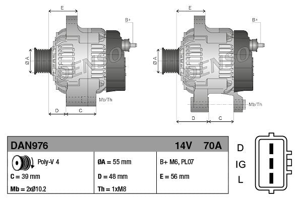 Denso DAN976 Alternator - 3