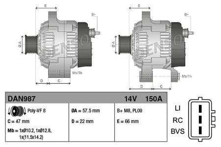 Denso DAN987 Alternator - 3