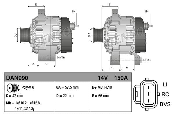 Denso DAN990 Alternator - 3
