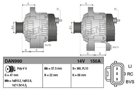Denso DAN990 Alternator - 3