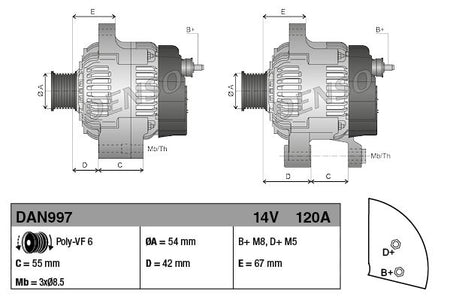 Denso DAN997 Alternator - 3