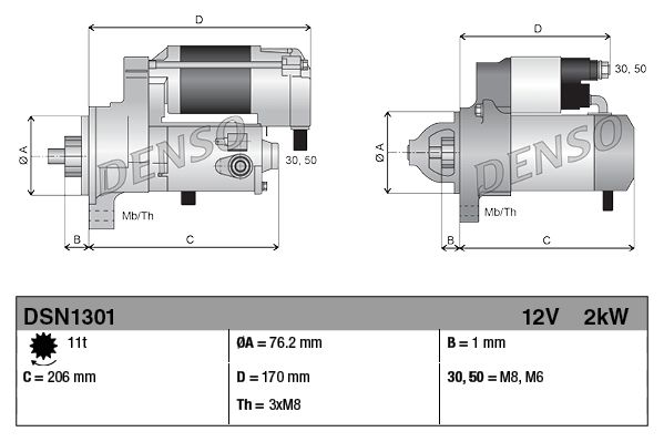 Denso DSN1301 Starter - 3