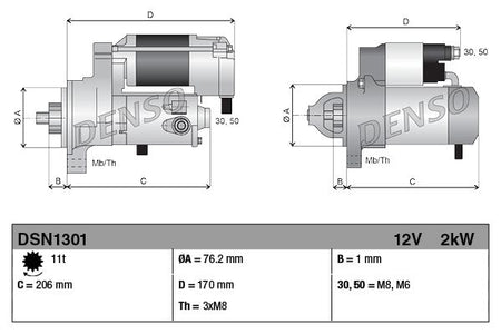 Denso DSN1301 Starter - 3