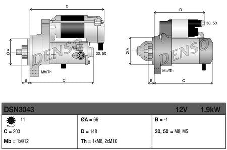 Denso DSN3043 Starter - 3