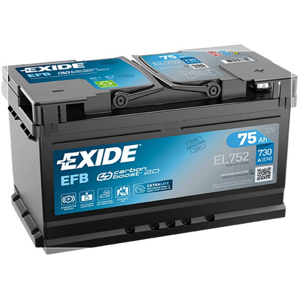 Exide EFB Battery  - 12 V - 75Ah - 730CCA