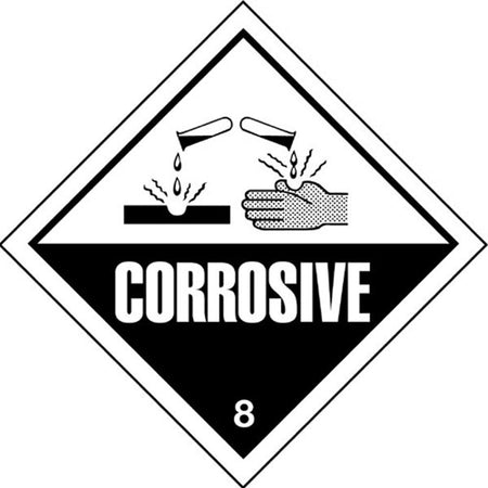 Class 8 Corrosive Warning Diamond - Self Adhesive Vinyl - 100mm x 100mm
