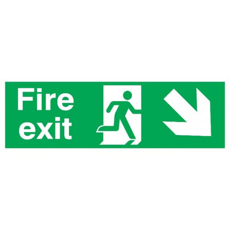 Fire Exit Arrow Down Right - Rigid Polypropylene - 150mm x 450mm