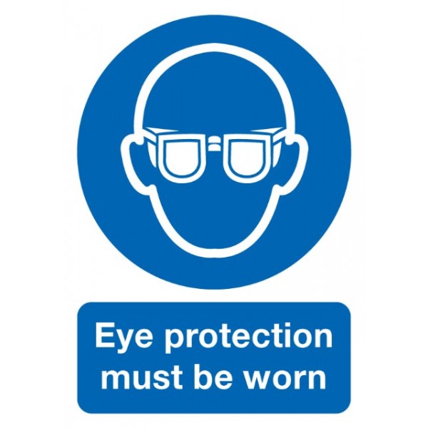 Eye Protection Must Be Worn Sign - Rigid Polypropylene - 297mm x 210mm