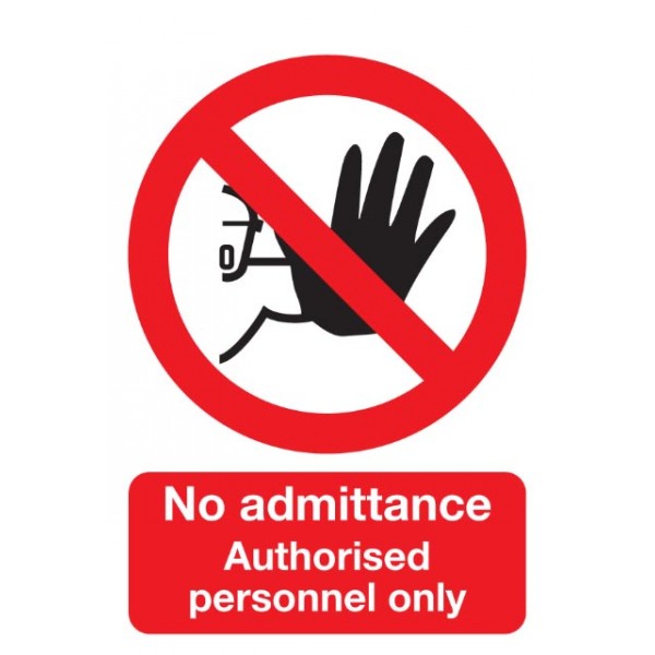 Authorised Personnel Only Sign - Rigid Polypropylene - 297mm x 210mm