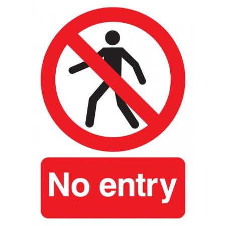 No Entry Sign - Rigid Polypropylene - 210mm x 148mm