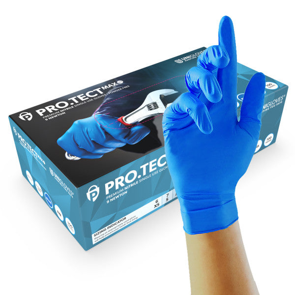 Unigloves Blue Heavy Duty extra strong 9n Nitrile Gloves - Medium