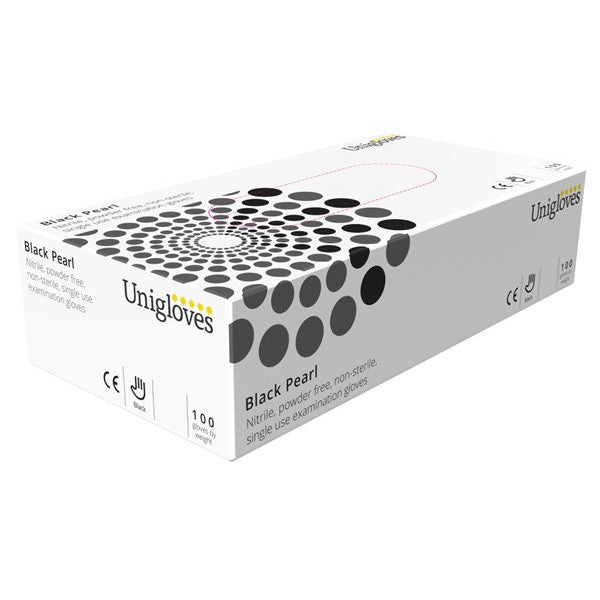 Unicare Black Nitrile Powder Free Gloves - Medium