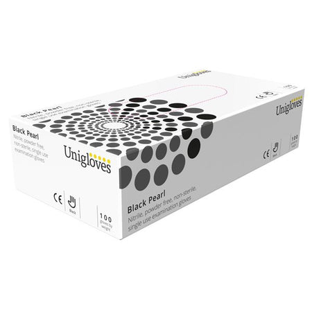 Unicare Black Nitrile Powder Free Gloves - Medium