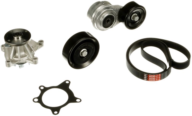 Gates KP96PK2138 Water Pump + V-ribbed Belt Kit - 1