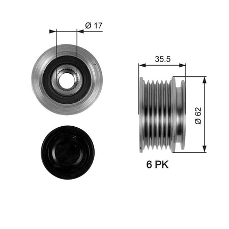 Gates OAP7044 Alternator Freewheel Clutch - 1
