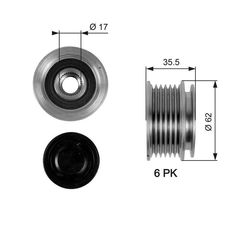 Gates OAP7044 Alternator Freewheel Clutch - 1