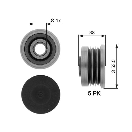 Gates OAP7082 Alternator Freewheel Clutch - 1