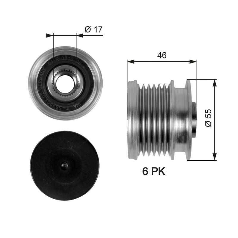 Gates OAP7092 Alternator Freewheel Clutch - 1