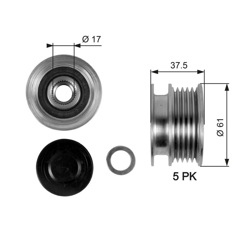 Gates OAP7108 Alternator Freewheel Clutch - 1