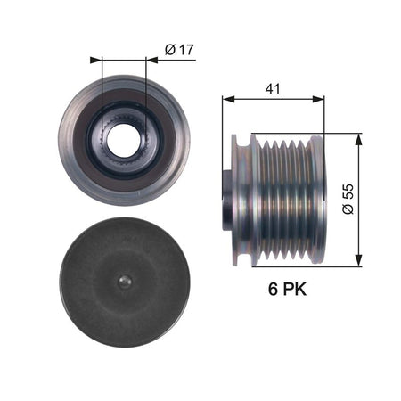 Gates OAP7115 Alternator Freewheel Clutch - 1