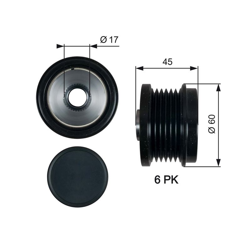 Gates OAP7155 Alternator Freewheel Clutch - 1