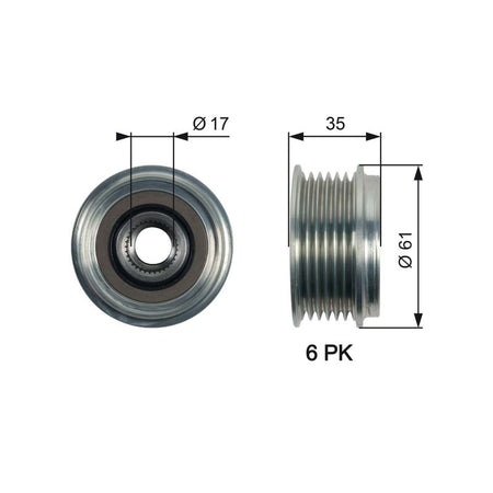 Gates OAP7166 Alternator Freewheel Clutch - 1