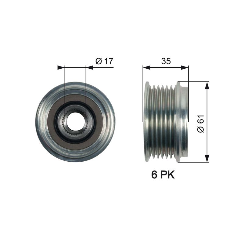 Gates OAP7166 Alternator Freewheel Clutch - 1